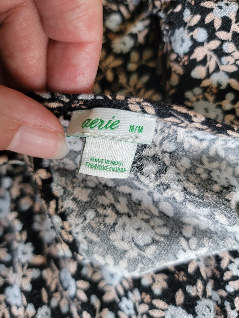 Aerie Garden Party Tiered Midi Dress - Black Floral Short Sleeve - Picture 9 of 11